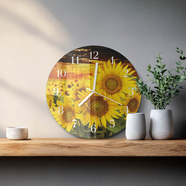 Round wall clock Sunflowers