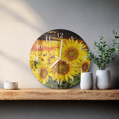 Round wall clock Sunflowers