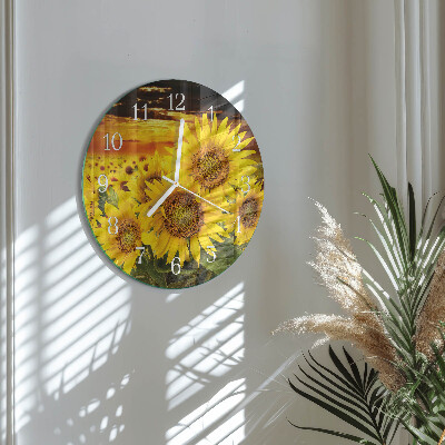 Round wall clock Sunflowers