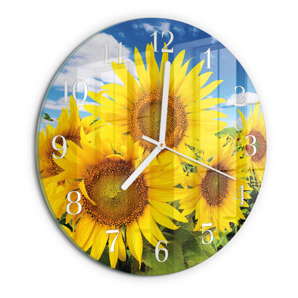 Round wall clock Sunflowers