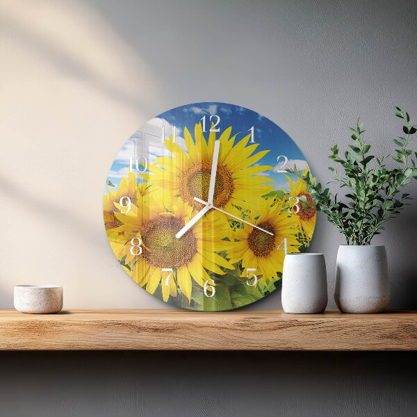 Round wall clock Sunflowers