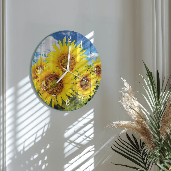 Round wall clock Sunflowers