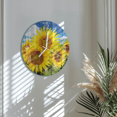 Round wall clock Sunflowers