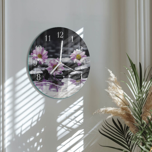 Round wall clock Flowers