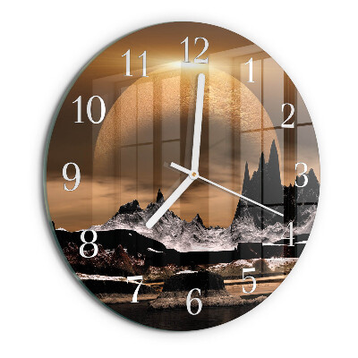 Round wall clock Mountains
