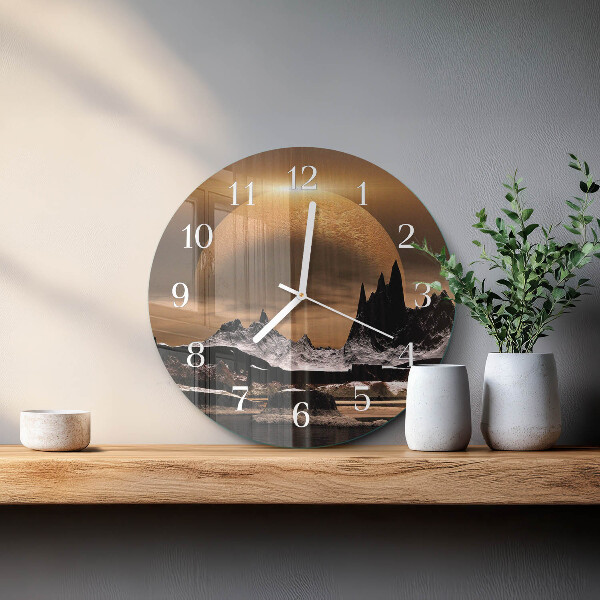 Round wall clock Mountains