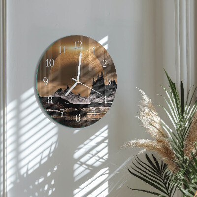 Round wall clock Mountains