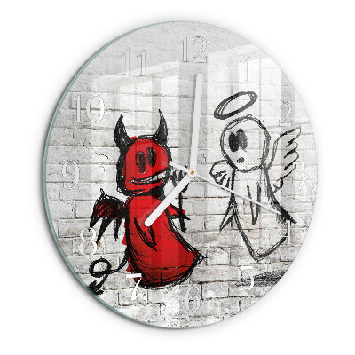 Round wall clock Angel Devil