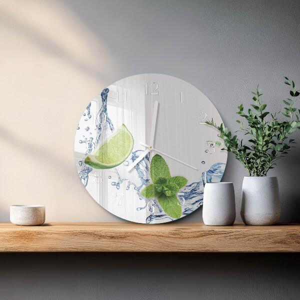 Round wall clock Mint with Lime