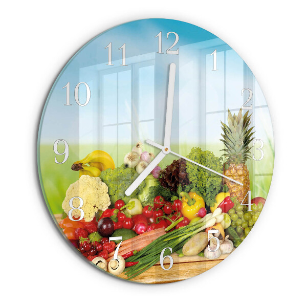 Round wall clock Vegetables Fruits