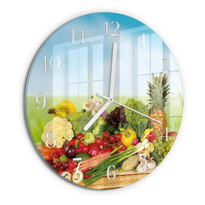 Round wall clock Vegetables Fruits