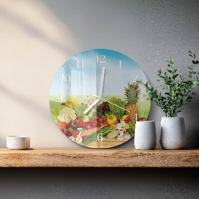 Round wall clock Vegetables Fruits