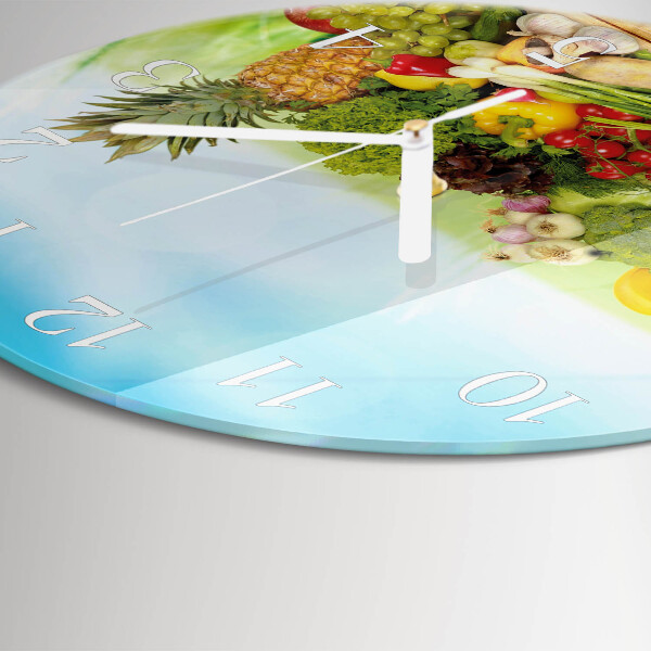 Round wall clock Vegetables Fruits