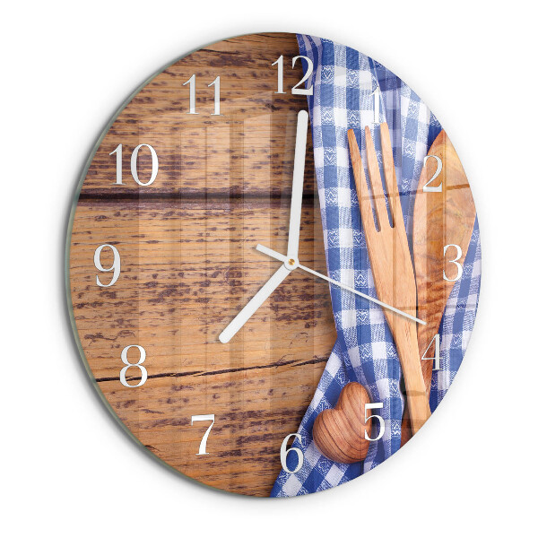 Round wall clock Wooden and cutlery