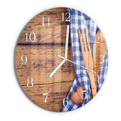 Round wall clock Wooden and cutlery