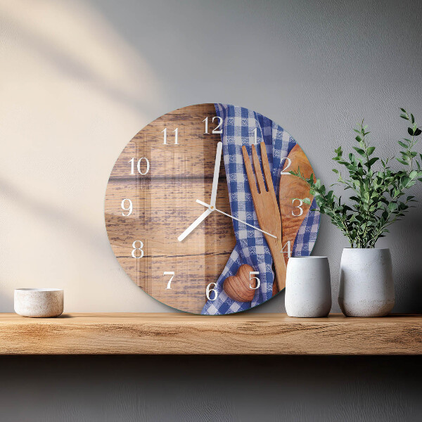 Round wall clock Wooden and cutlery