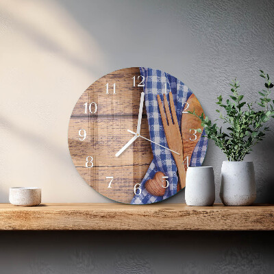 Round wall clock Wooden and cutlery