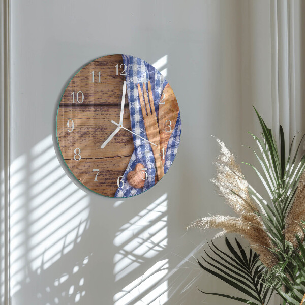 Round wall clock Wooden and cutlery
