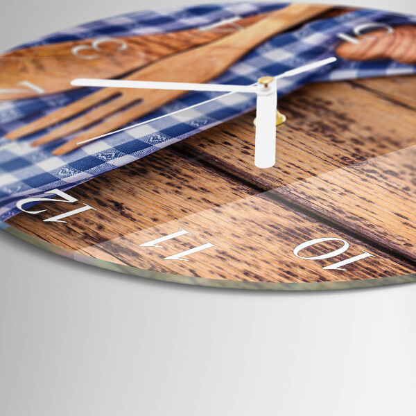 Round wall clock Wooden and cutlery