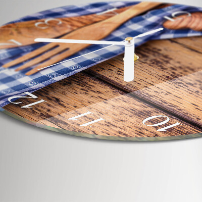 Round wall clock Wooden and cutlery