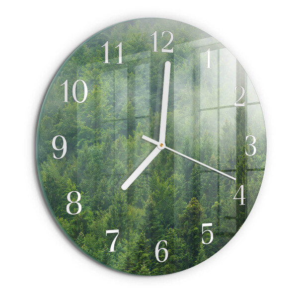 Round wall clock Foggy forest