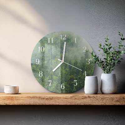 Round wall clock Foggy forest
