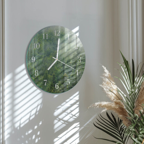 Round wall clock Foggy forest