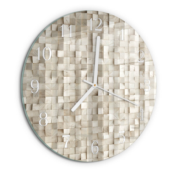 Round wall clock Wooden mosaic
