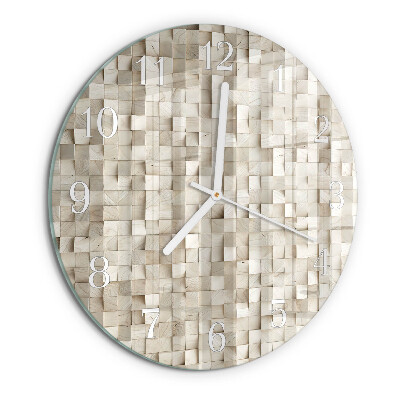 Round wall clock Wooden mosaic