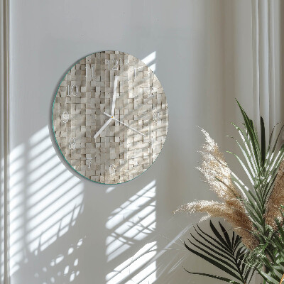 Round wall clock Wooden mosaic