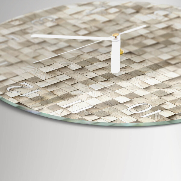 Round wall clock Wooden mosaic