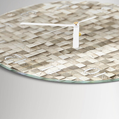 Round wall clock Wooden mosaic