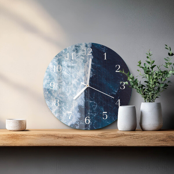 Round wall clock Ocean waves