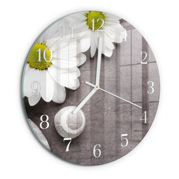 Round wall clock Flowers and stones