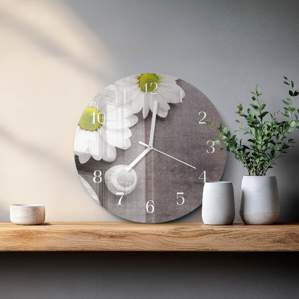 Round wall clock Flowers and stones