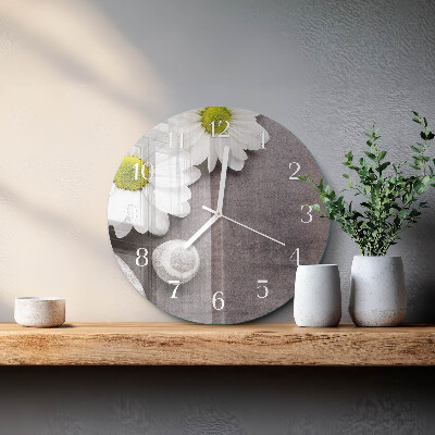 Round wall clock Flowers and stones