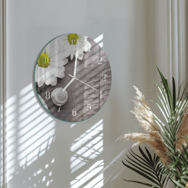 Round wall clock Flowers and stones