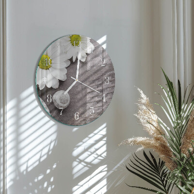 Round wall clock Flowers and stones