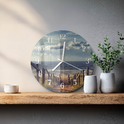 Round wall clock beach sea