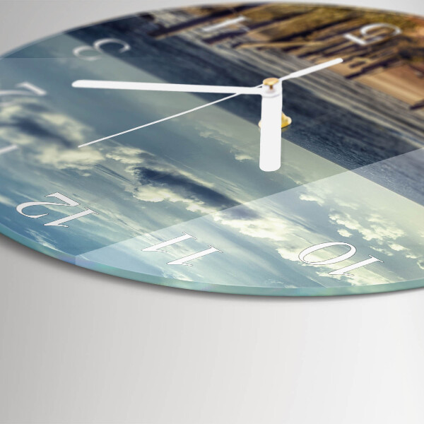 Round wall clock beach sea