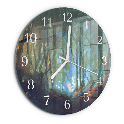 Round wall clock Mystical forest