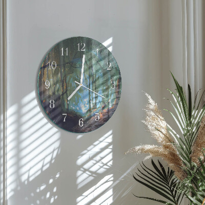 Round wall clock Mystical forest
