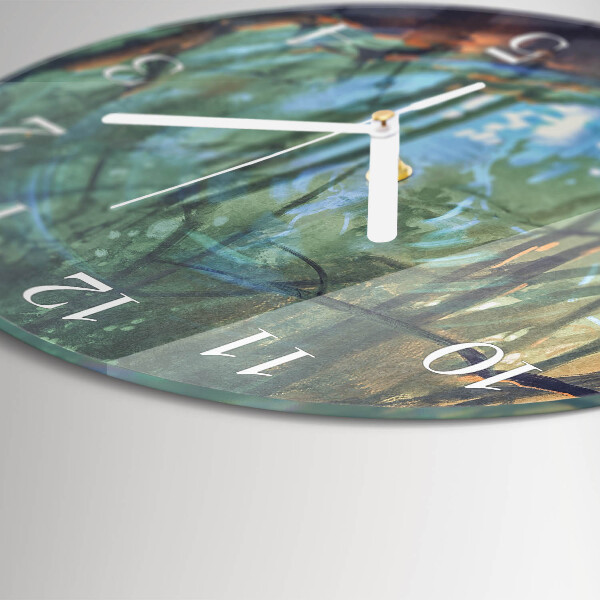 Round wall clock Mystical forest