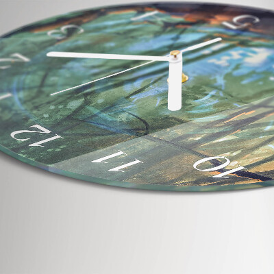 Round wall clock Mystical forest