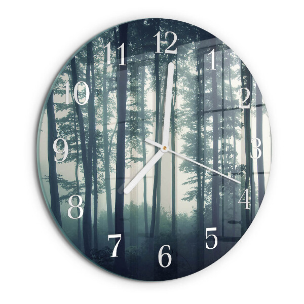 Round wall clock Foggy forest