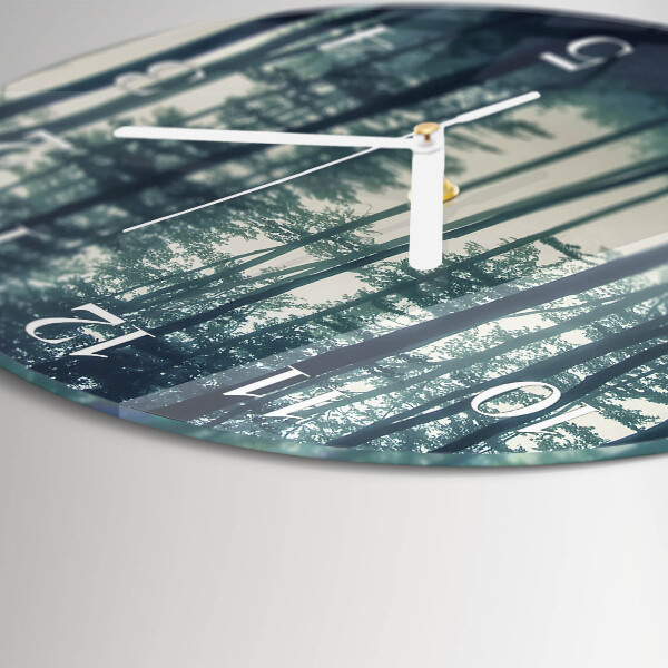 Round wall clock Foggy forest