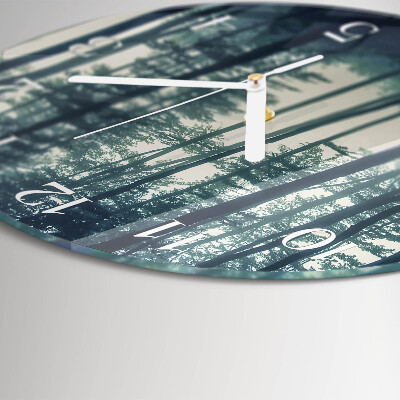 Round wall clock Foggy forest