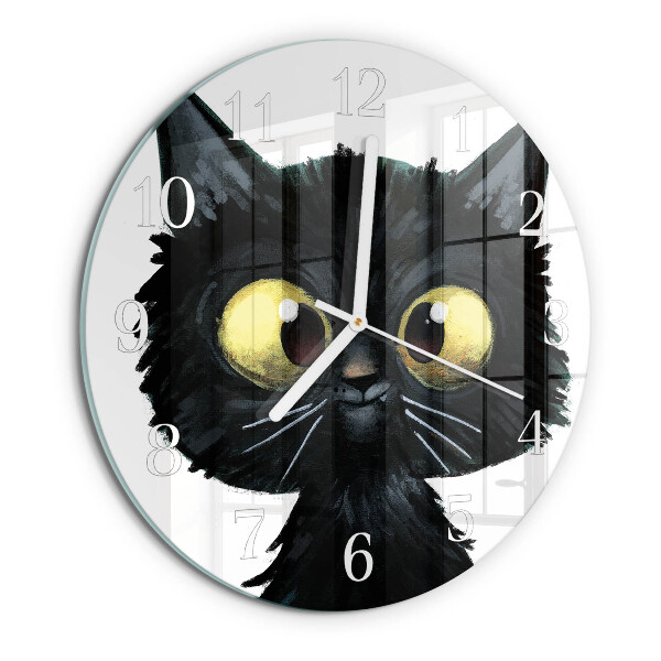 Round wall clock Black cat