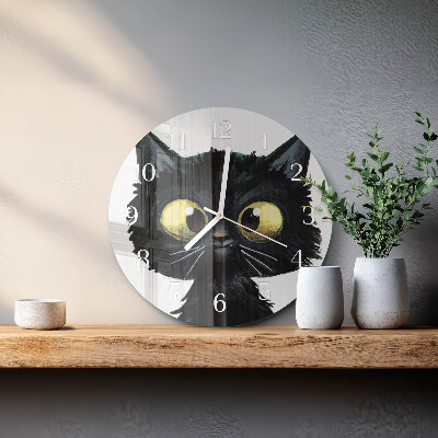 Round wall clock Black cat