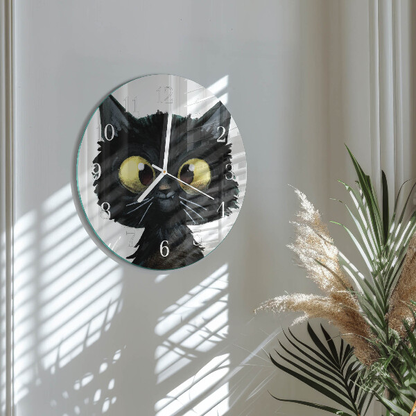Round wall clock Black cat